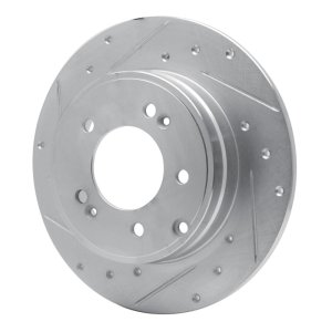 Hyundai TUCSON Brake Rotor (1) - Rear Left - R1 Concepts - Drilled & Slotted - Silver - `05-`20